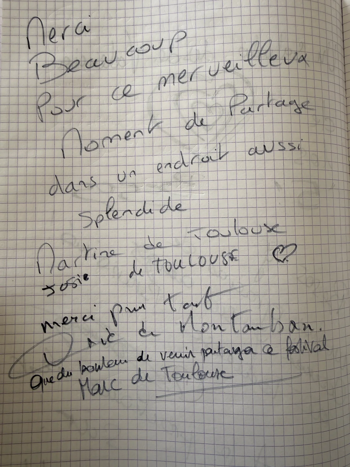 Remerciement manuscrit adressé à Meriem