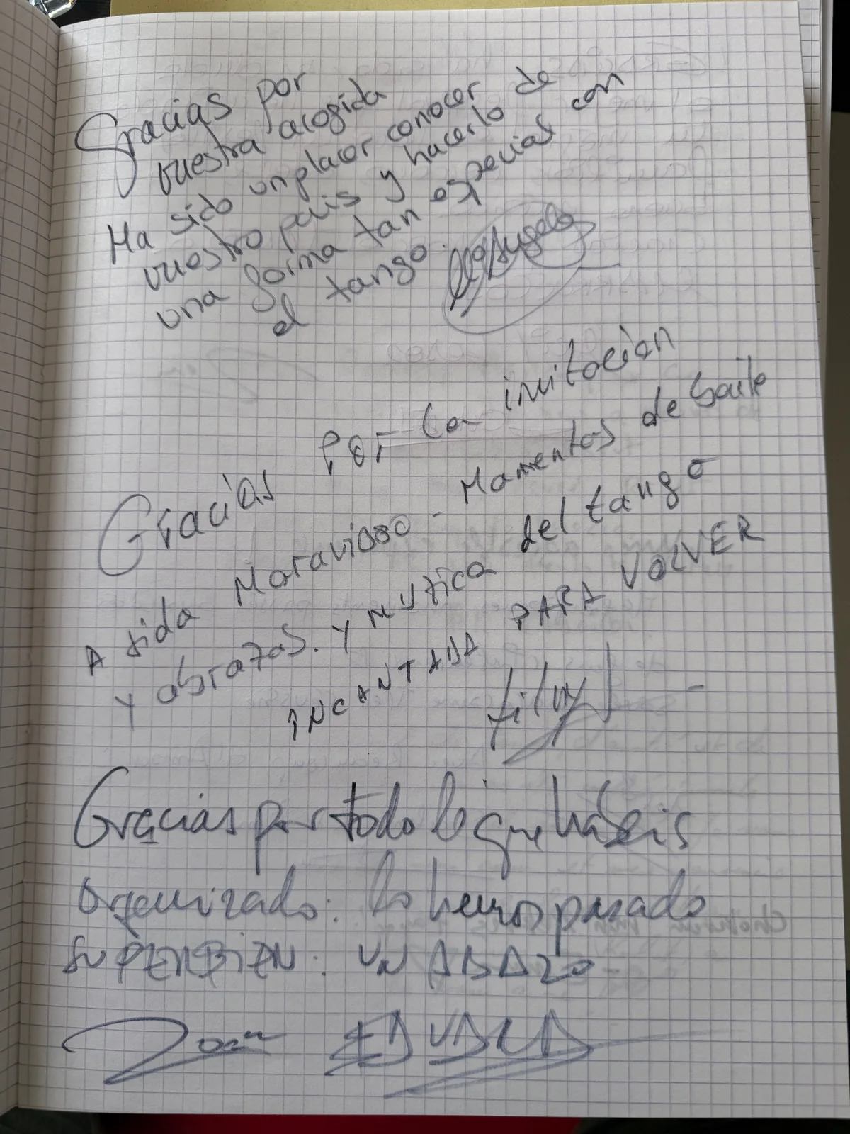 Avis manuscrit en espagnol sur le tango au Maroc